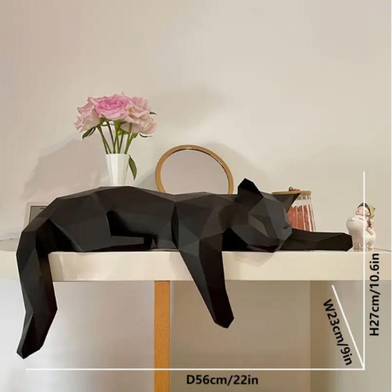 Cubicle Shelf Organizer - Estátua de gato branco e preto-estatueta
